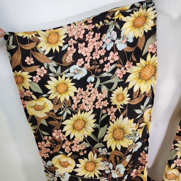 Maurices Cardigan Kimono Women One Size Sunflower Floral Chiffon Open Front Drap - Picture 6 of 12